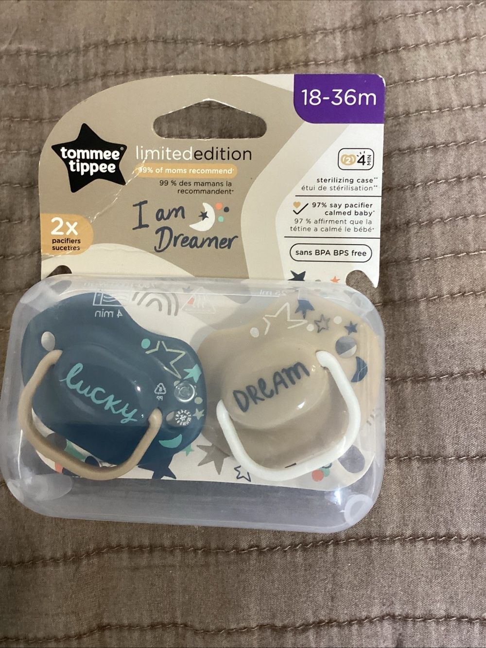 Tommee Tippee I am Dreamer Pacifier Duo in Blue & Cream (18-36m)